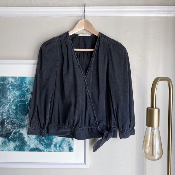 Madewell Tops - Madewell Black Denim Wrap Top